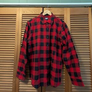 Red and Black Plaid Men's Shirt Lands End